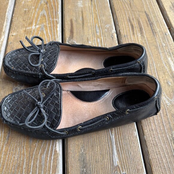 EUC Frye Black Woven Leather Reagan Slip On Driving Moccasin in Women's 11M - Picture 5 of 12